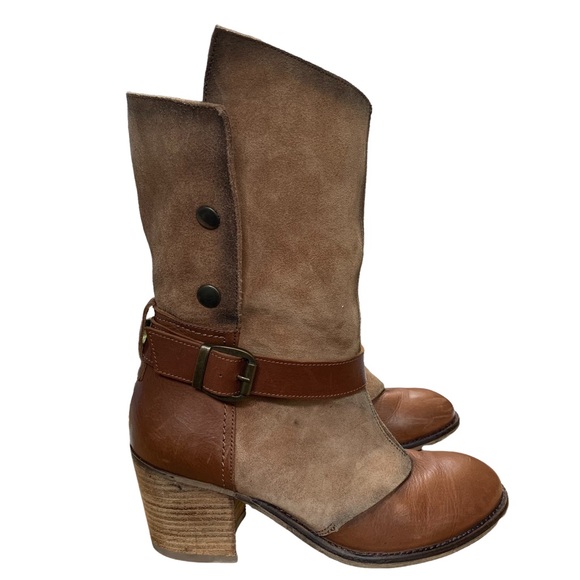 Sixtyseven Shoes - Anthropologie Sixtyseven Leather Boots Lagenlook Tan Cognac suede Spain 38 / 7